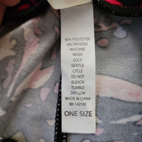 LulaRoe Black Multicolored Abstract Pattern Buttery Soft Leggings One Size OS - Picture 5 of 5